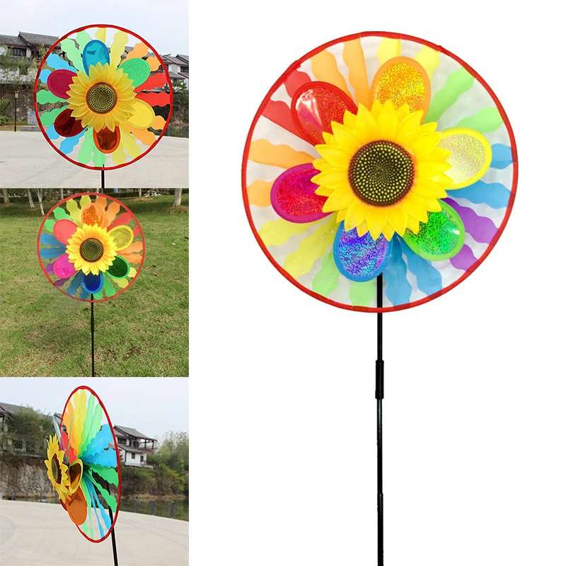 Sunflower Rainbow Windmill Windsocks Whirligig Wheel for Garden Park Home Yard Decoration Kids Outdoor Outing Toy