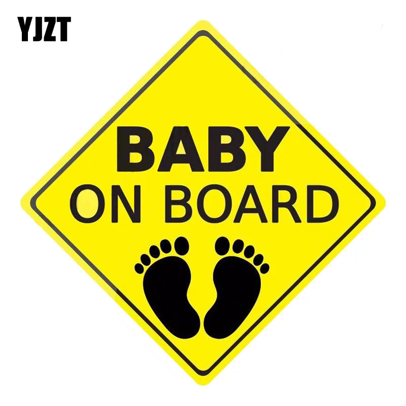 YJZT 14 см X 14 см BABY ON BOARD Предупреждение знаки светоотражающие наклейки для автомобиля мотоцикл наклейки C1-6068