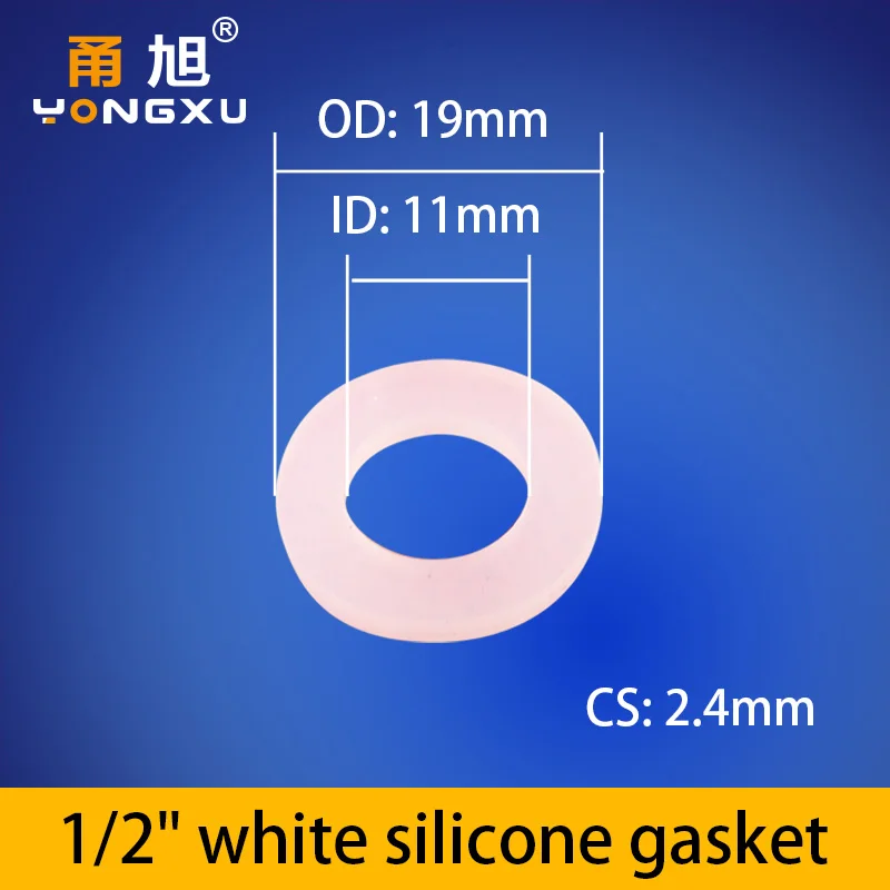 Белый черный 1/" 3/4" " резиновое кольцо кремния PTFE плоская прокладка уплотнительное кольцо для душевой форсунки шланг Труба сильфонная трубчатая шайба кольцо - Цвет: WSilicon (11X19X2.4)