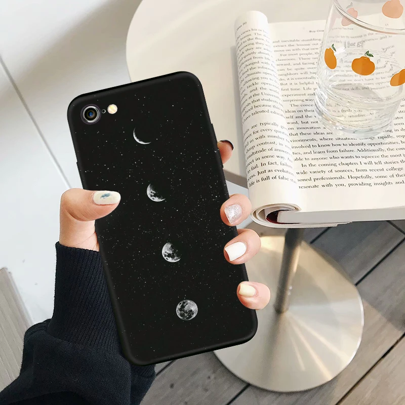 Чехол для телефона с космонавтом iPhone XS MAX XR X 7 8 6 6s Plus Planet Star матовый мягкий черный
