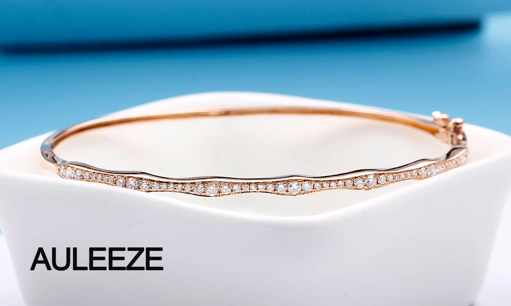 AULEEZE 0,6 CTTW сертифицированный бриллиант манжеты браслеты ювелирные изделия 18 к розовое золото проложить установка настоящий бриллиант для