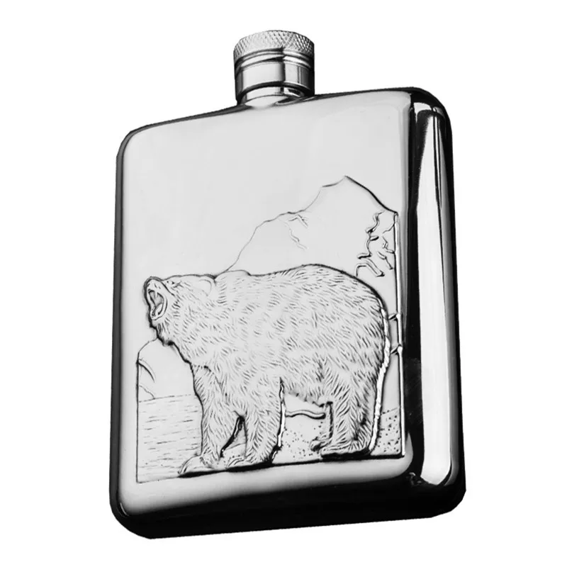 FX-6OZ Роскошная фляга для бедер Buck Polar bear Bull рельефная фляга из нержавеющей стали 6 унций с подарочной коробкой для виски, ликер