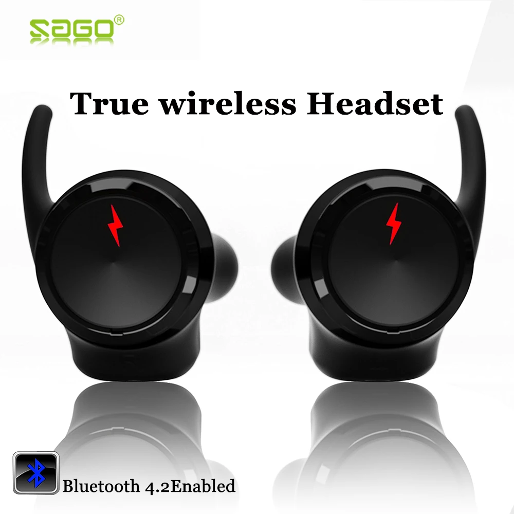 

SAGO True Wireless Bluetooth Earbuds US-001 Sport Earphone In-Ear Noise Cancelling Headset with BT 4.2 and Stereo Surround Sound