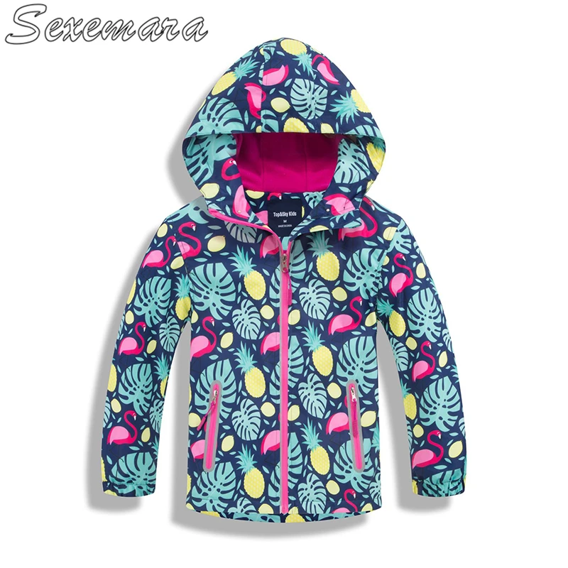 

SexeMara 2018 popular flamingo girl outdoor waterproof breathable reflective chest and velvet zipper jacket jacket