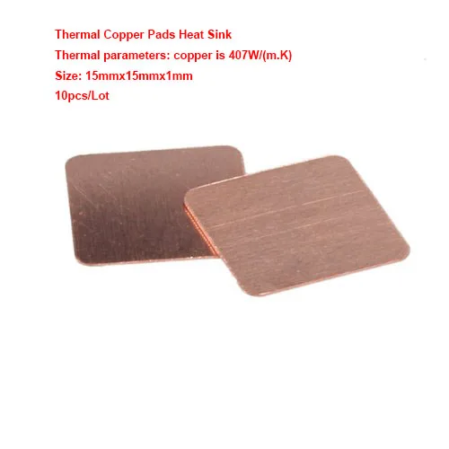 

New Premium 10pcs/lot 15x15x1mm DIY Copper Shim Heatsink thermal Pad for Laptop GPU CPU VGA Chip RAM Copper Heat sink