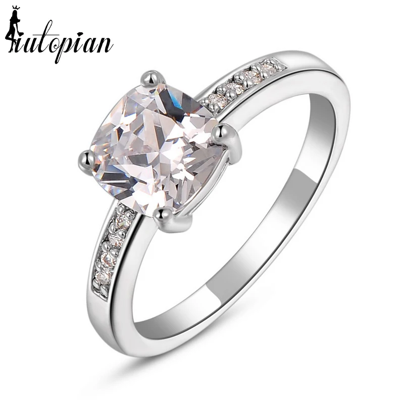 

Iutopian Brand Wedding Gift Ring For Woman With Austrian Crystal Stellux Zirconia CZ 4 Claw Ring Jewelry #RG91661