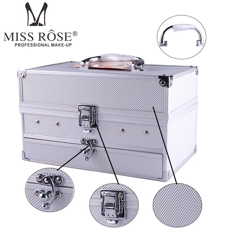 Miss Rose, профессиональный набор для макияжа, 140 Цветов, пианино, коробка в алюминиевой коробке, тени для век, пудра, blushмногофункциональный косметический инструмент