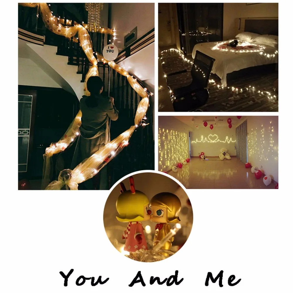 Luz LED cadena Holiday luces 100Led Garland impermeable hadas boda Ramadan Diwali decoración del árbol Luce al aire libre JQ