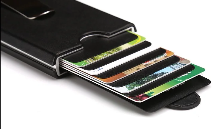 Оптовая продажа мужской держатель для карт металлический держатель для кредитных карт алюминиевый кошелек для денег с блокировкой