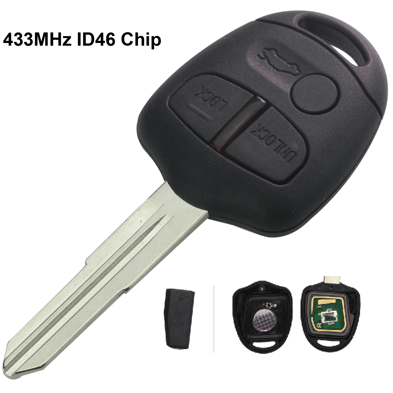 Jingyuqin 433MHz ID46 Chip 3 Buttons Remote Car Key Fob Case Shell for