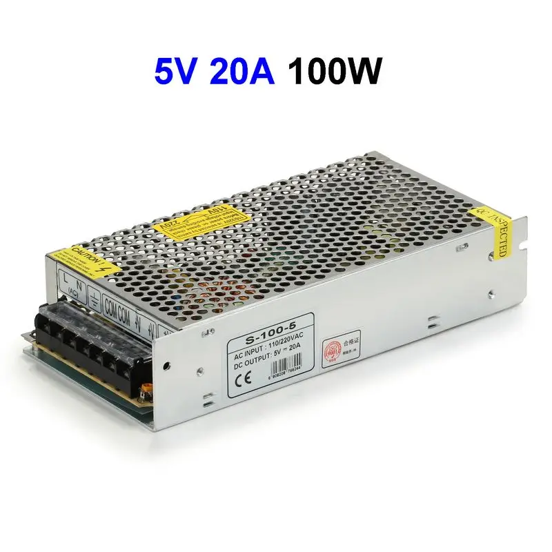 

5pcs CCTV Cameras DC5V 20A 100W Switching Power Supply Adapter Driver Transformer For LED Strip Light