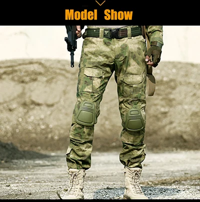 Тактические боевые брюки мужские камуфляжные брюки карго с наколенниками спецназ тактико охотничьи брюки армейские брюки 10 цветов - Цвет: Green Ruins 3