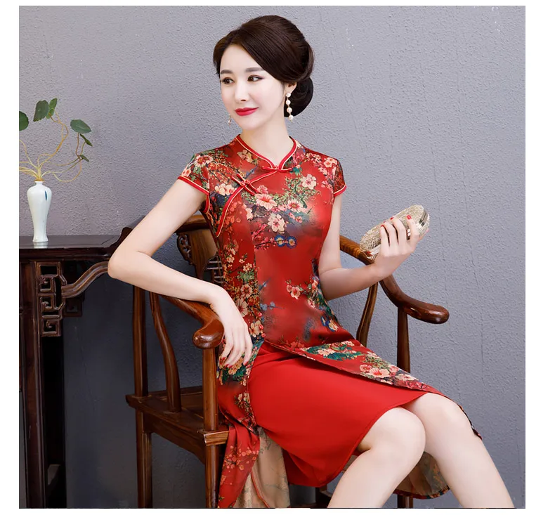 Сексуальные женские аозай короткие Cheongsam 2019 летние винтажные китайские стиль вискоза длиной до колена Qipao модные тонкие Вечерние платья