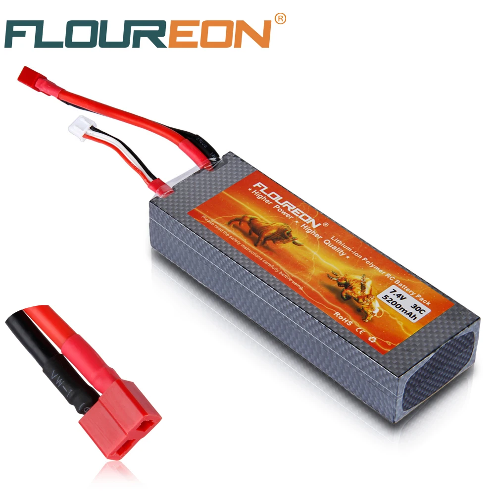 FLOUREON Lipo 2S 7 4 V 5200mAh 30C аккумуляторная батарея Dean T Коннектор с жестким чехлом для RC