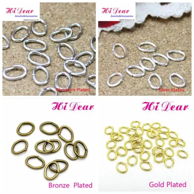 Gold/Silver/Rhodium/Bronze Color Metal Oval Jump Split Rings 4*5mm