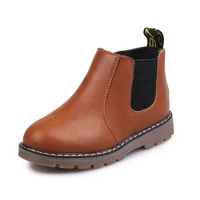 Осенне-зимние Ботинки martin для девочек; черные модные ботинки для мальчиков; детская кожаная обувь; водонепроницаемая обувь на плоской подошве; A613 - Цвет: 3