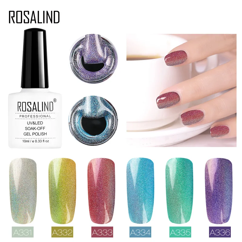 

ROSALIND Nail Gel Polish Colorful Holographic Nail Polish 10ml Semi Permanent UV Primer Soak Off Gel Varnish Nail Art Manicure