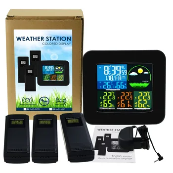 

Digital Weather Station 3 Wireless Sensor w/ 6 Weather Forecast RCC DCF MSF Thermometer & Hygrometer LED LCD Display