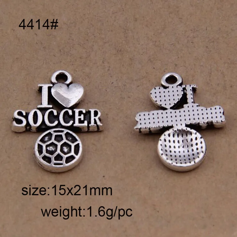30 шт. 15x21 мм античный серебряный сплав I LOVE SOCCER подвеска ювелирные изделия