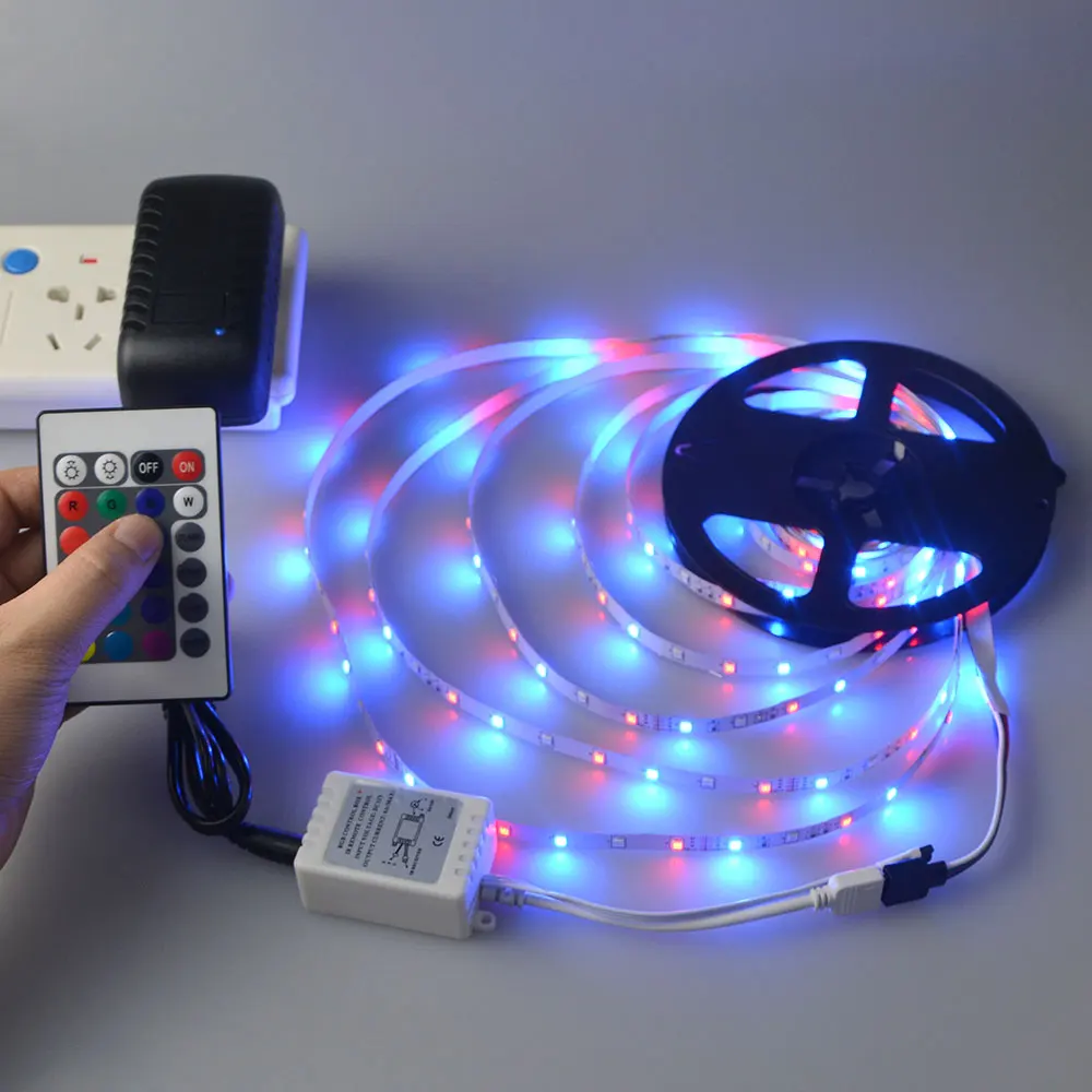 5 м 3528 SMD RGB Светодиодная лента Гибкая 300 светодиодный s световая ЕС вилка 12 В 3A