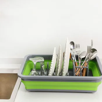 

Home Shelf Dinnerware Organizer Dish Rack Holder Drainer Bowl Tableware Plate Kitchen Sink Storage Basket Drying Folding