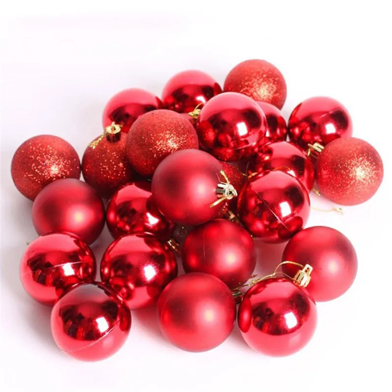 24 шт., рождественские украшения в виде шаров для рождественской елки, украшения для украшения, 3 см, цветные пластиковые шары, вечерние украшения, подарок