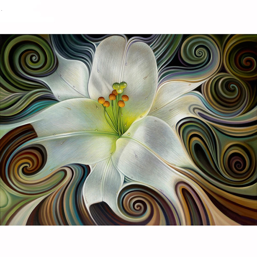 

Full cover embroidery kits pictures of rhinestones mosaic lily flower crystal diamond painting BK-4783