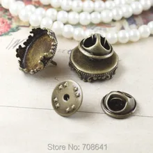 Круглая Корона, гнездо с булавкой сзади серьги с застежкой-бабочкой броши на воротник набор 15 мм кабошоны установки материалы для рукоделия DIY бронзовый тон