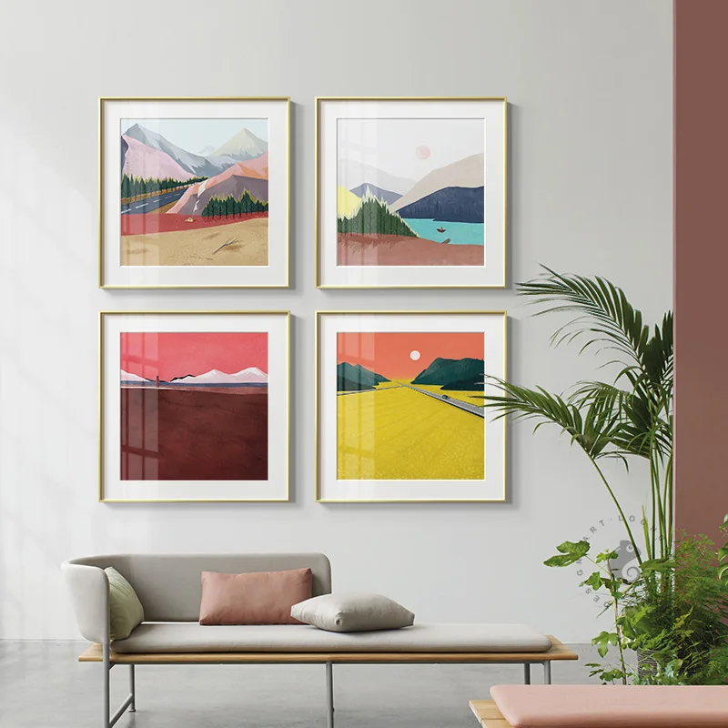 Us 2 5 35 Off Abstract Mountains Canvas Paintiing Color Block Posters Print Modern Wall Art Pictures For Living Room Bedroom Nordic Home Decor In