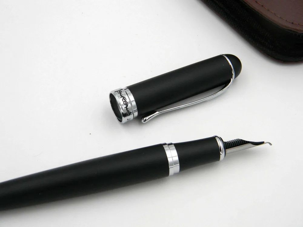 JINHAO X750 черная матовая искусственная кожа с продукты серебристой отделкой перо для каллиграфии авторучка