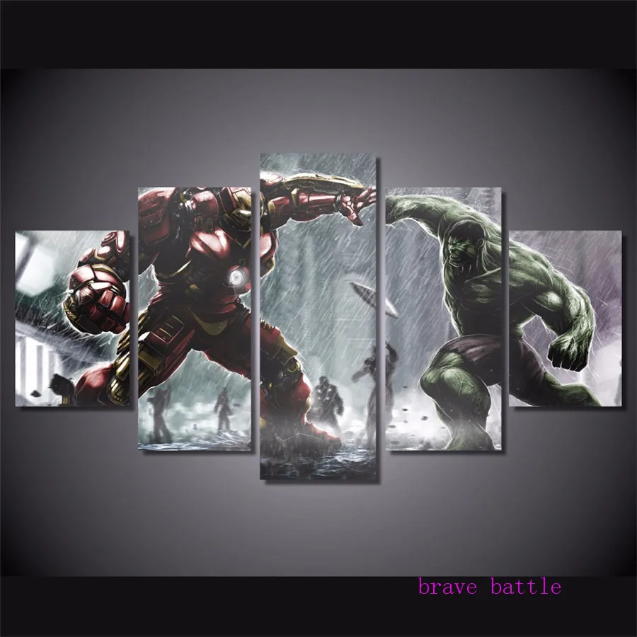 Ironman VS Hulk 5 шт. холст картина печать гостиная домашний декор Современное украшение