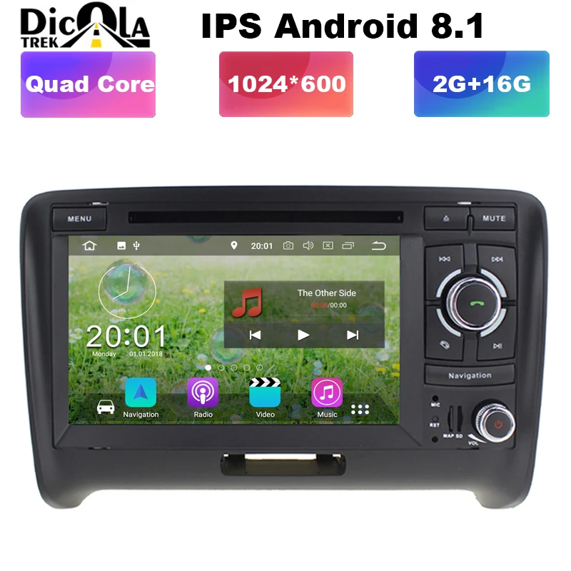 

IPS 2 Din 7" Android 8.1 Quad Core Radio GPS Navigation Car DVD Player for Audi TT MK2 8J 2006 2007 2008 2009 2010 2011 2012