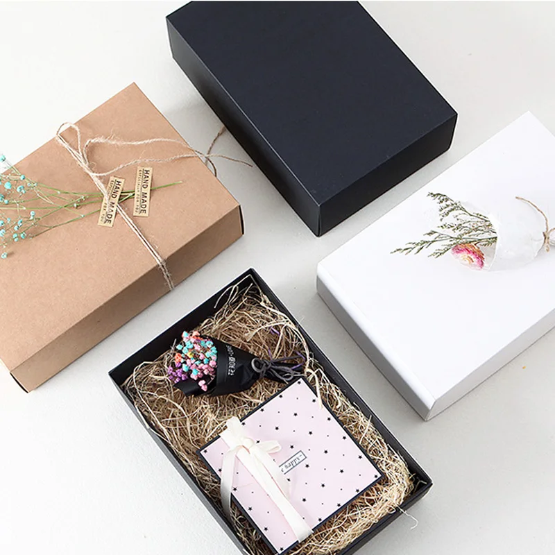 50 шт./лот большая крафт-бумага подарочная картонная коробка крафт-упаковка коробка черная бумага подарочная коробка с крышкой подарочная картонная коробка