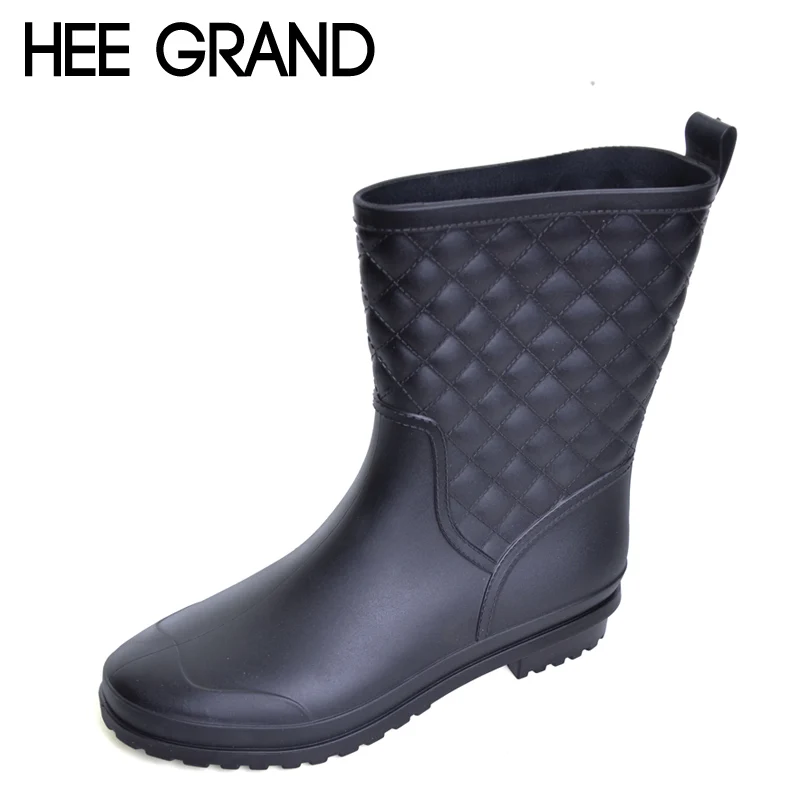 

HEE GRAND Platform Rain Boots 2017 Casual Slip On Rubber Women Ankle Boots Sexy Flats Shoes Woman 3 Colors Size 36-41 DWD2633