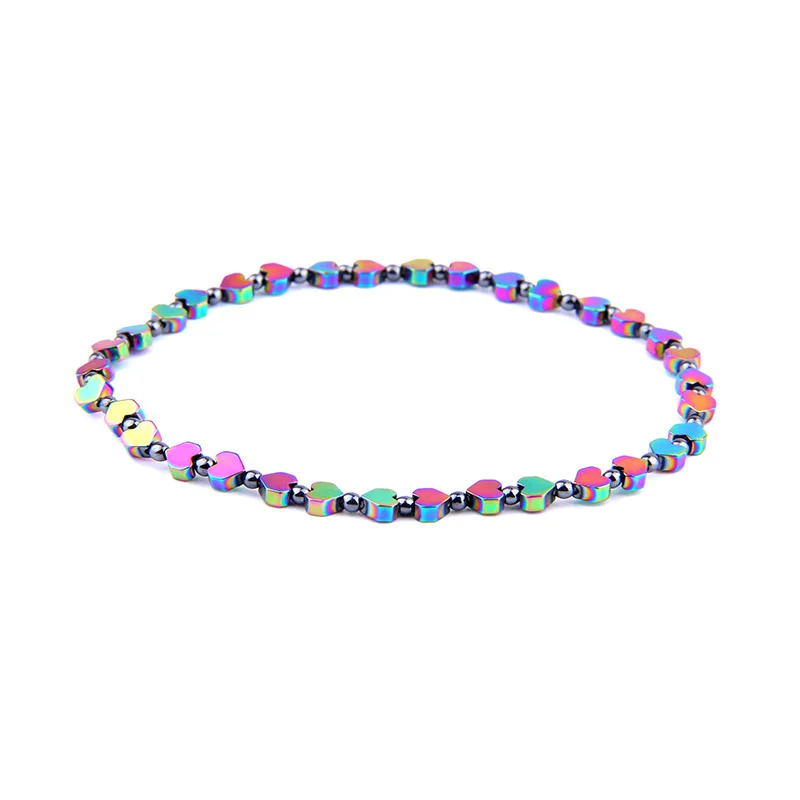 

Rainbow Heart Shape Hematite Magnetic Beads Bracelets Natural Gem Stone Beads Couple Bracelets Lovers Jewelry Accessories Gifts
