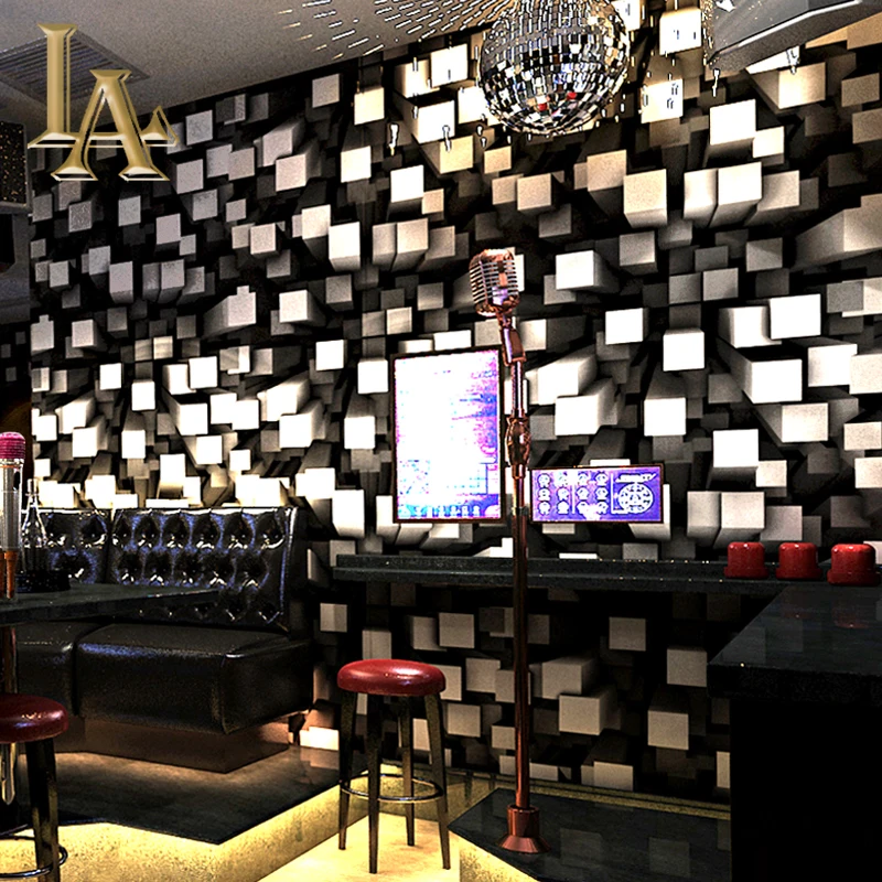 

Waterproof Black 3d Stereo Blocks Wallpaper Roll Modern Luxury Vinyl Wall Paper Home Living Room Background