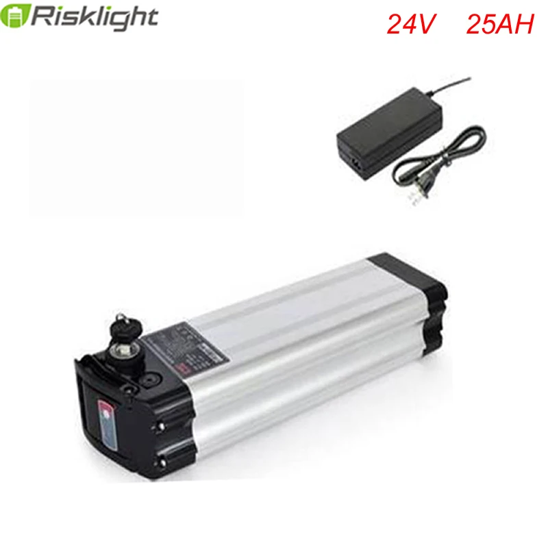 Новый серебряный стиль 24V 25AH Электрический велосипед батарея 300W литиевая с