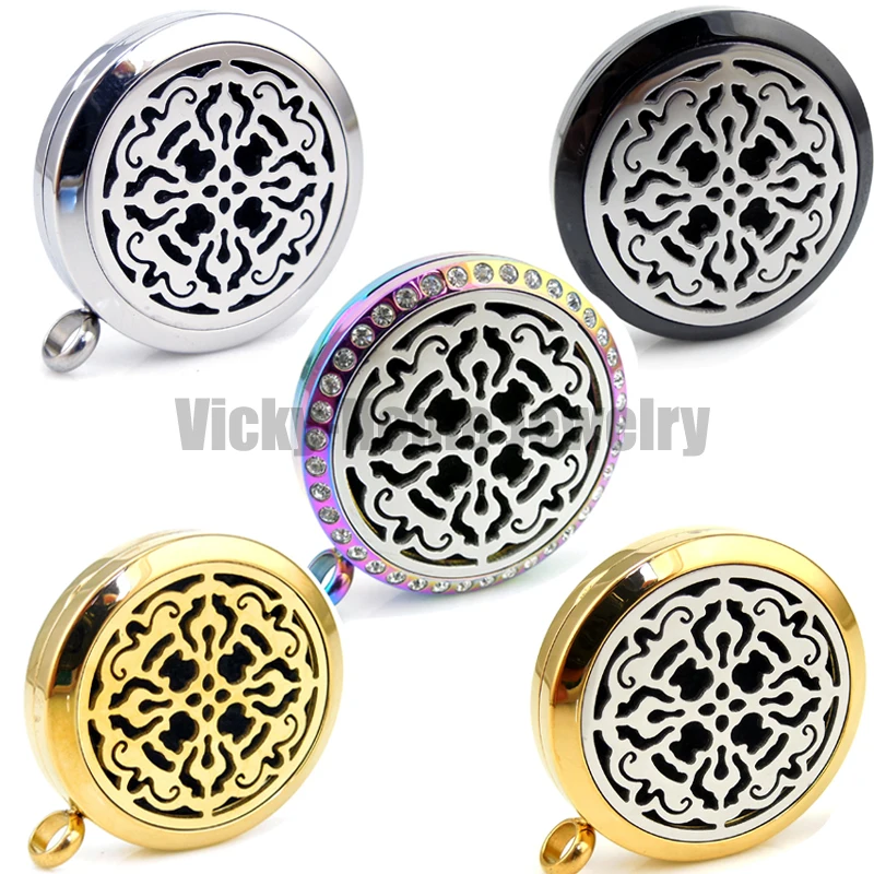 

Round Silver Old World Cross (30mm) Aromatherapy / Essential Oils Diffuser Locket Necklace