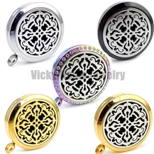 Ronda de Plata Viejo Mundo Cruz (30mm) de Aromaterapia/Aceites Esenciales Difusor Collar Medallón