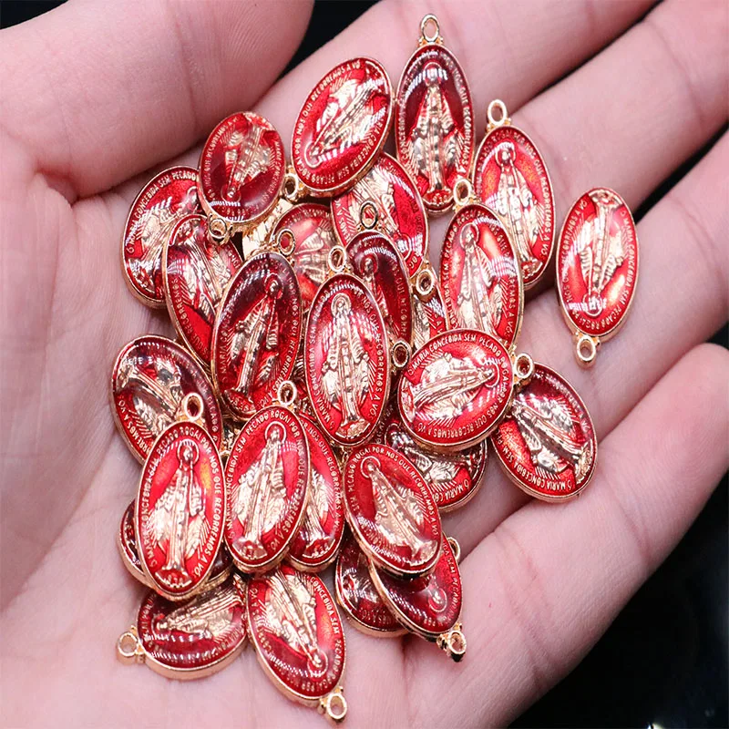 Религиозный подарок Mary Sacred Heart Charm религиозная медаль из синего золота 100