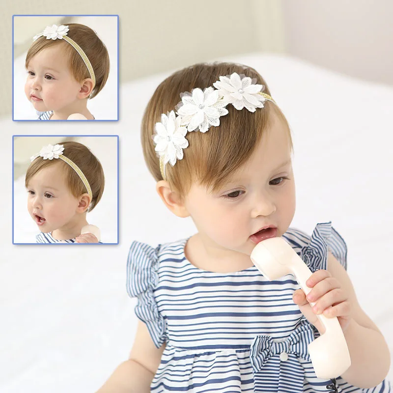 

2017 Lovely Baby white flower headband toddler infant girls hair band photography pros birthday gift bandeau bebes fille nina