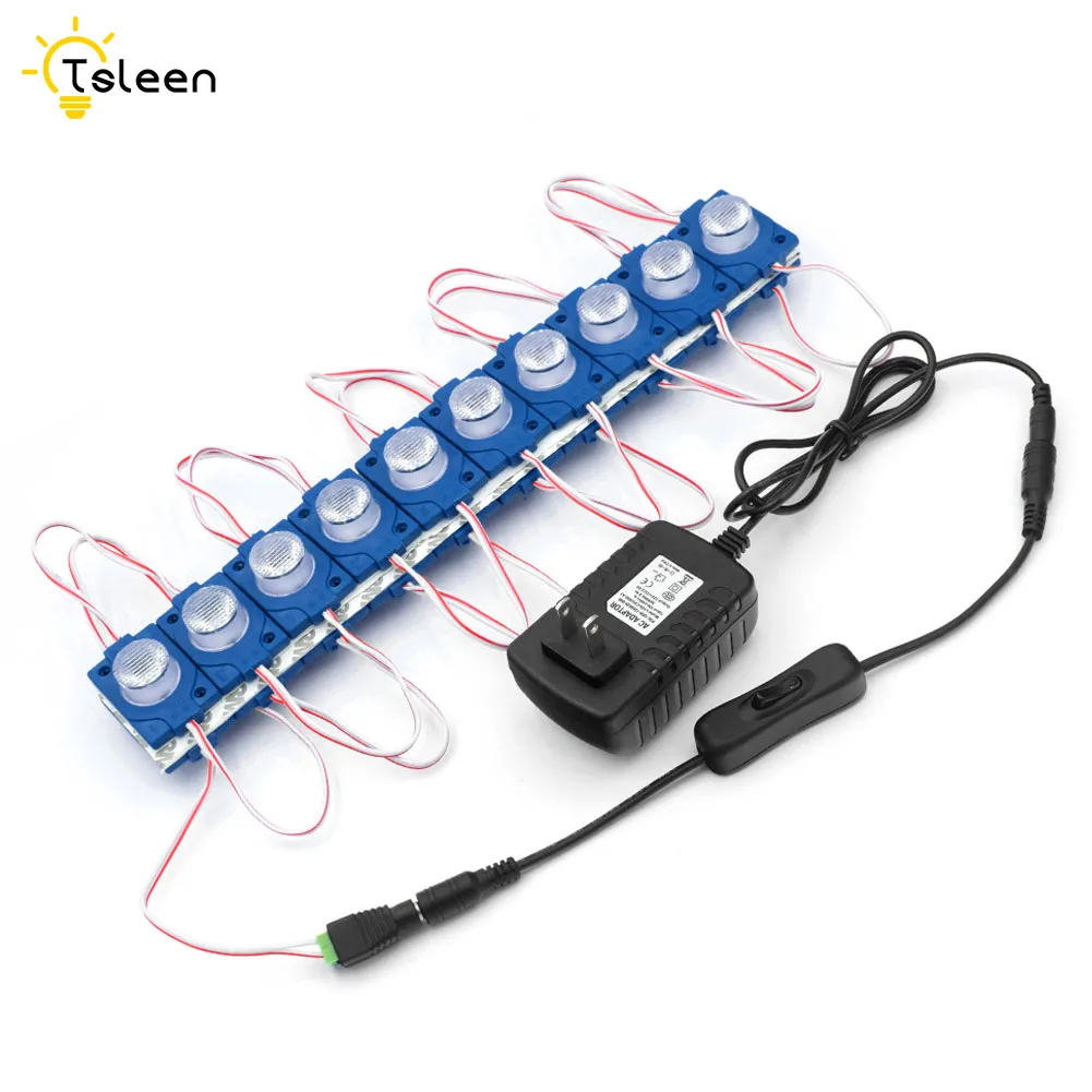 

12v Cob 20leds Led Module Lights Waterproof RGB Color Led Modules Lighting Lamp + Adapter US/EU/UK/AU Plug + On/Off Switch