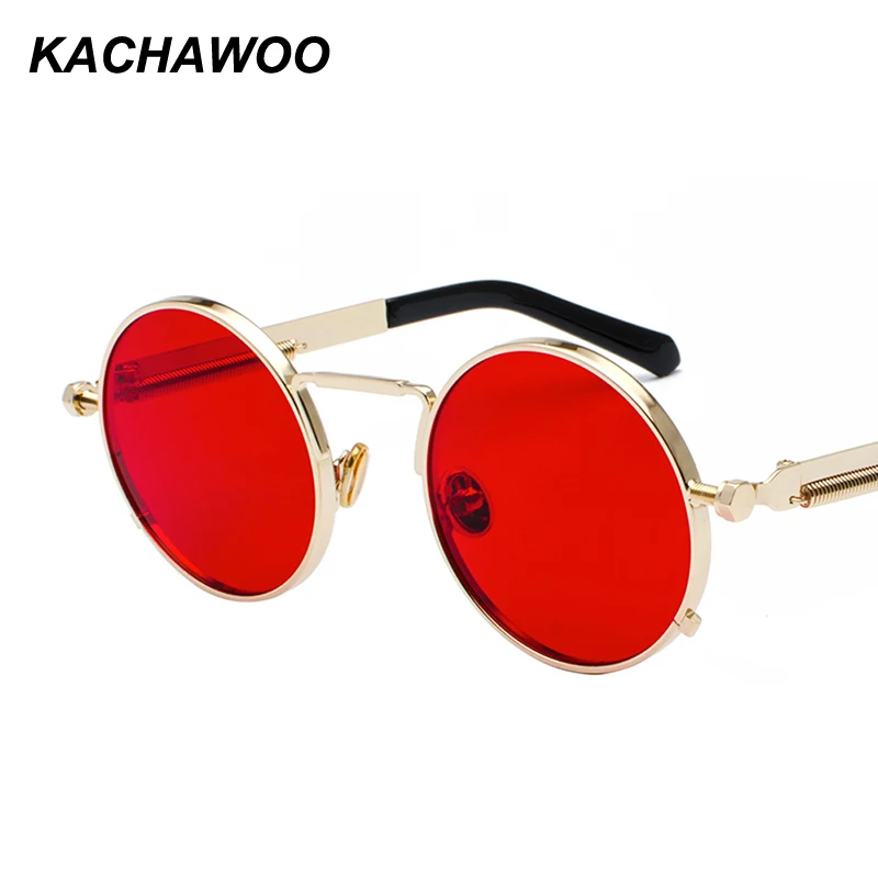 Мужские и женские круглые очки Kachawoo Винтажные Солнцезащитные в стиле стимпанк с