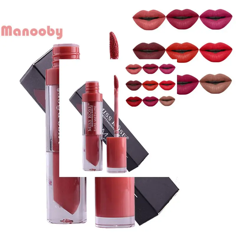 

Manooby Waterproof Batom Mate Lipgloss Moisturizer Cosmetics Color Matte Lip Gloss Liquid Lipstick Pigment Sexy Lip