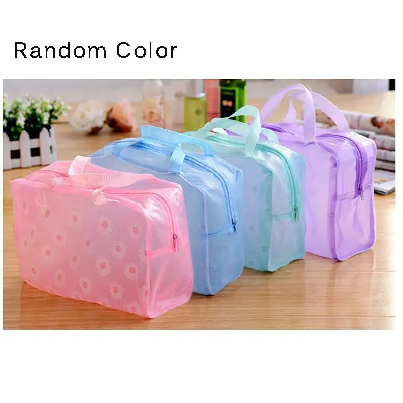 

Random Color Makeup Organizer Bag Toiletry Bathing Storage Bag Women Waterproof Transparent Floral PVC Travel Cosmetic Bag