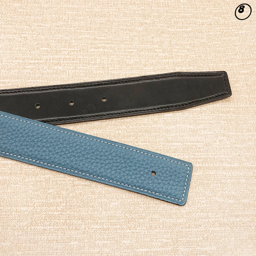 

2019 WITHOUT BUCKLE sky blue new design for men women 3.2cm belt high quality cowskin genuine leather two sides free shipping