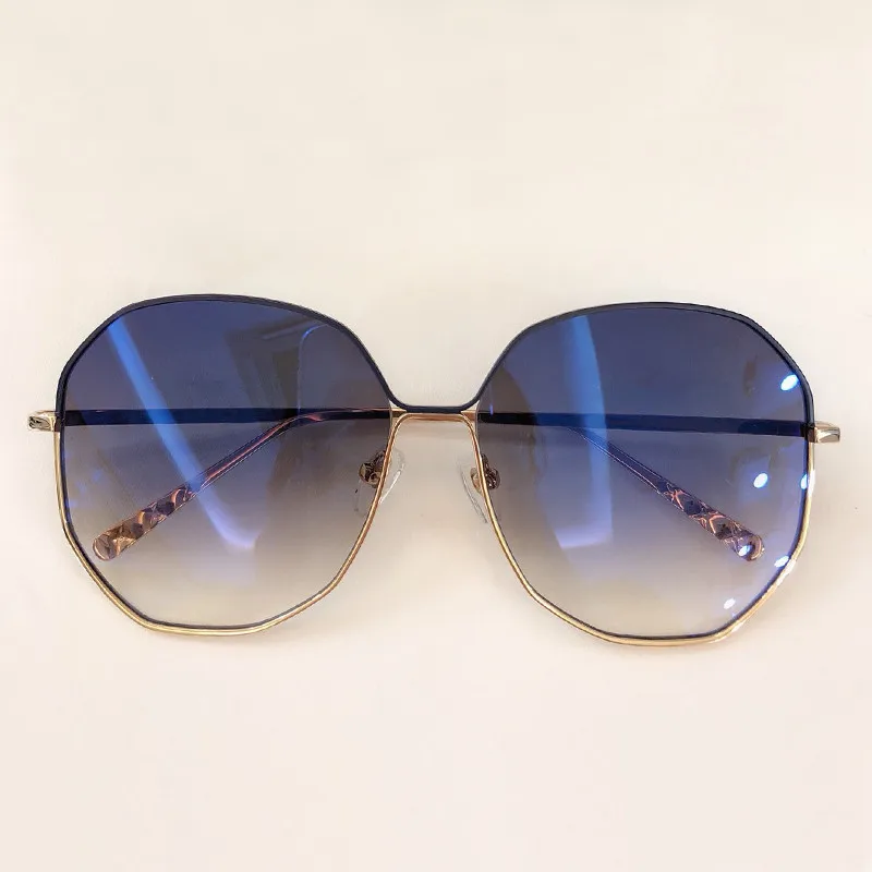 No1 Sunglasses Модные негабаритные Круглые Солнцезащитные очки женские роскошные брендовые дизайнерские винтажные Овальные Солнцезащитные очки Новая Металлическая оправа солнцезащитные очки UV400 - Цвет линз: No1 Sunglasses