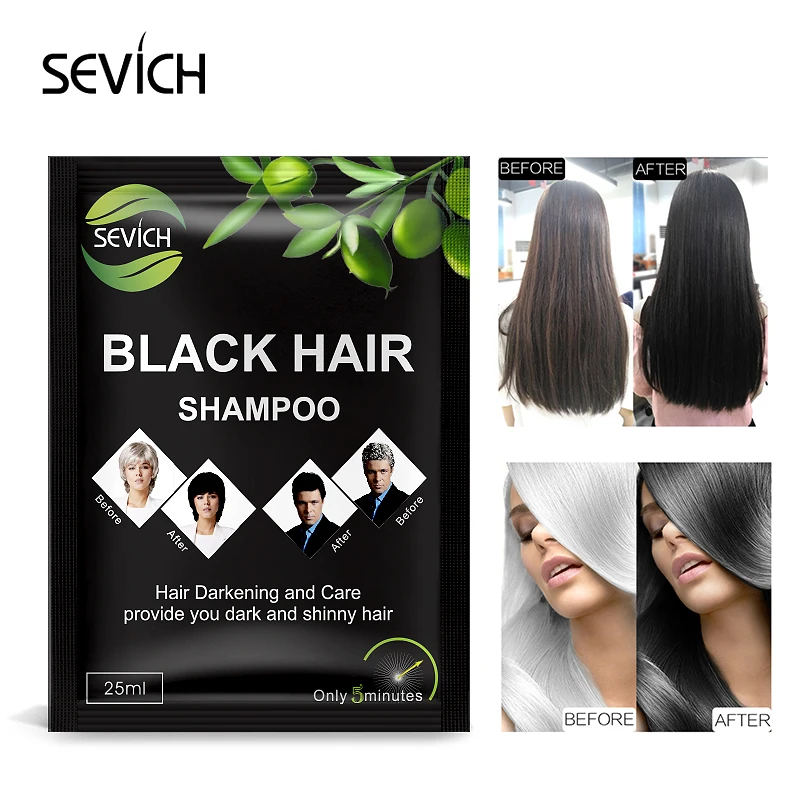 

5pcs/lot Black Hair Shampoo Hair Color Hair Dye Only 5 Minutes Grey Become Black sevich make up brand
