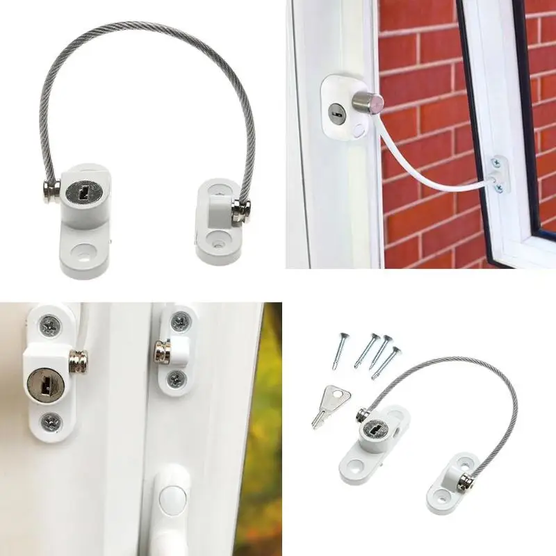 

Twisted-pair Door Window Lock Restrictor Stainless Steel Children Security Car Window Cable Limit Lock 200mm Limit Key Lock