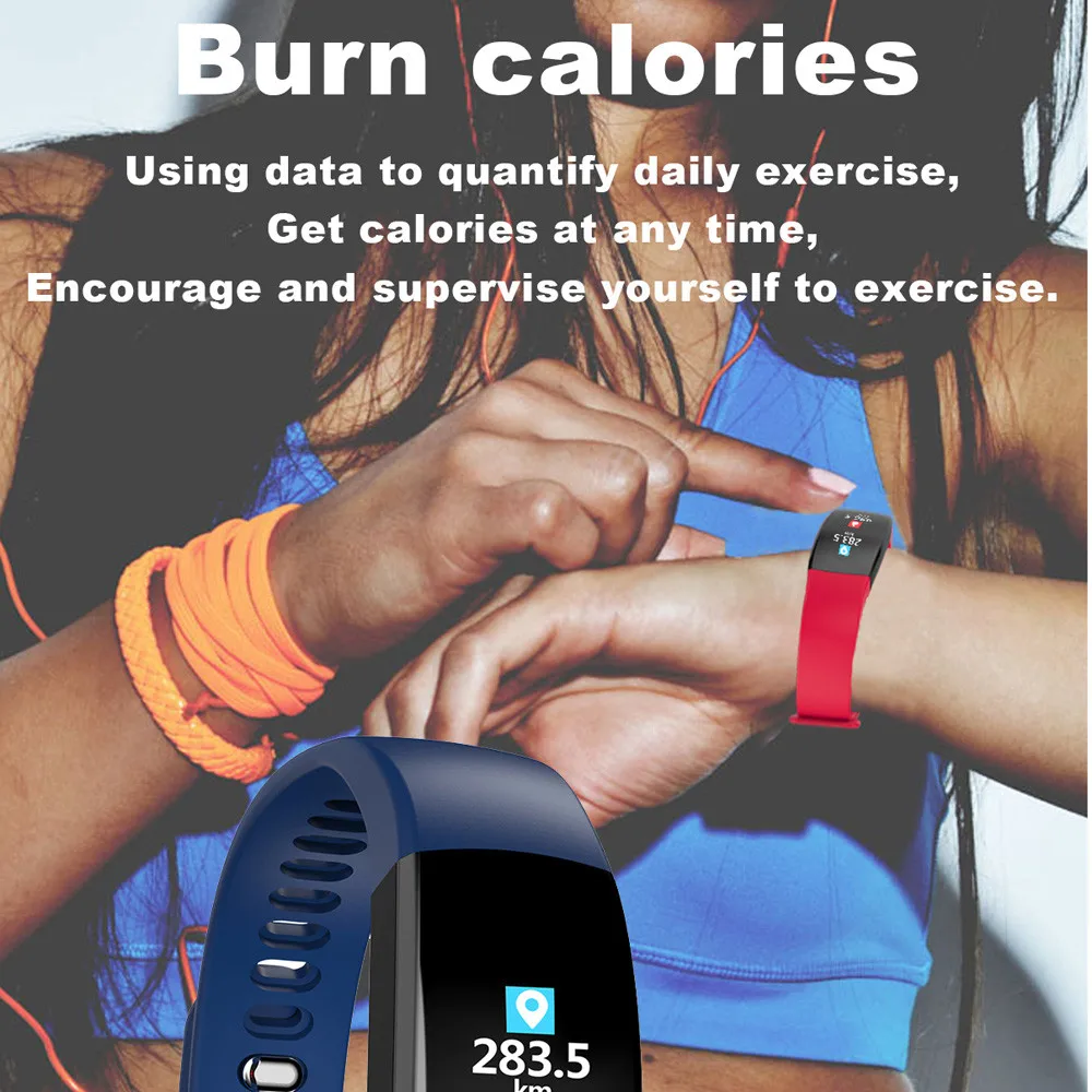 BT4.0 Blood oxygen Smart Color Screen Blood Pressure Exercise Heart Rate Pedometer Healthy Smart Watch 30